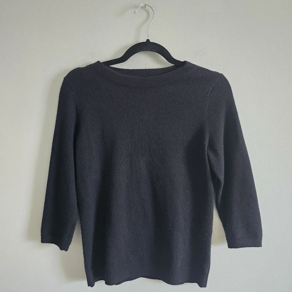 Talbots Black Cashmere Sweater M Petite - Picture 4 of 7